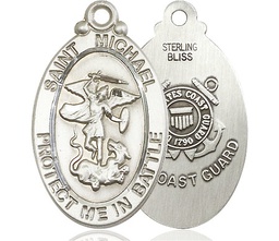 [1171SS3] Sterling Silver Saint Michael Guardian Angel Coast Guard Medal