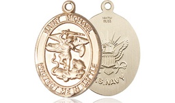 [1172GF6] 14kt Gold Filled Saint Michael Navy Medal
