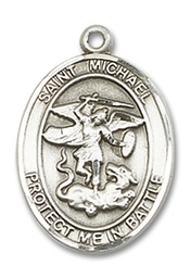 [1172SS] Sterling Silver Saint Michael Guardian Angel Medal