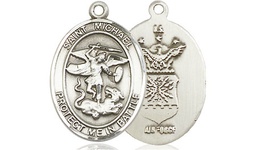 [1172SS1] Sterling Silver Saint Michael Air Force Medal