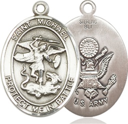 [1172SS2] Sterling Silver Saint Michael Army Medal