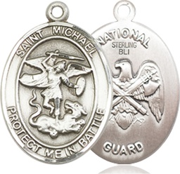 [1172SS5] Sterling Silver Saint Michael National Guard Medal