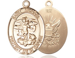 [1173GF6] 14kt Gold Filled Saint Michael Navy Medal