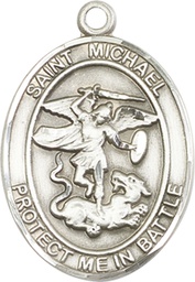 [1173SS] Sterling Silver Saint Michael Guardian Angel Medal