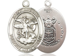 [1173SS1] Sterling Silver Saint Michael Air Force Medal