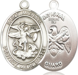 [1173SS5] Sterling Silver Saint Michael National Guard Medal