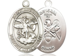 [1173SS5] Sterling Silver Saint Michael National Guard Medal