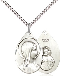 [0599SS/18S] Sterling Silver Sorrowful Mother Pendant on a 18 inch Light Rhodium Light Curb chain