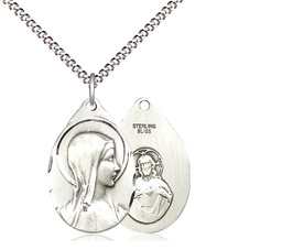 [0599SS/18S] Sterling Silver Sorrowful Mother Pendant on a 18 inch Light Rhodium Light Curb chain