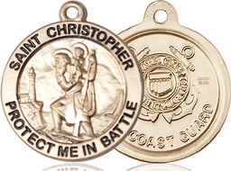[1174GF3] 14kt Gold Filled Saint Christopher Coast Guard Medal
