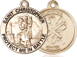 [1174GF5] 14kt Gold Filled Saint Christopher National Guard Medal