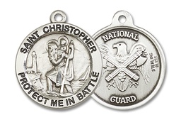 [1174SS5] Sterling Silver Saint Christopher National Guard Medal