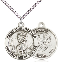 [1174SS5/24SS] Sterling Silver Saint Christopher National Guard Pendant on a 24 inch Sterling Silver Heavy Curb chain