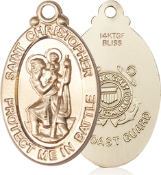 [1175GF3] 14kt Gold Filled Saint Christopher Coast Guard Medal