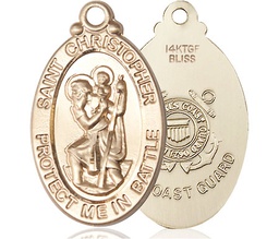 [1175GF3] 14kt Gold Filled Saint Christopher Coast Guard Medal