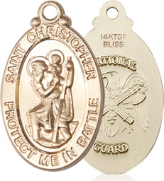 [1175GF5] 14kt Gold Filled Saint Christopher National Guard Medal