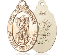 [1175GF6] 14kt Gold Filled Saint Christopher Navy Medal