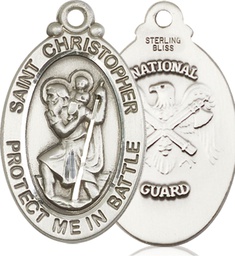 [1175SS5] Sterling Silver Saint Christopher National Guard Medal