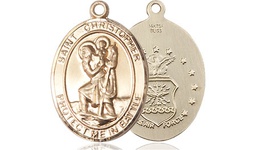 [1176GF1] 14kt Gold Filled Saint Christopher Air Force Medal