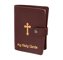 [HI-1624MR] Maroon Gold Stamped Leatherette Card Holder Holds Up To 20 Card