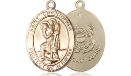 [1176GF3] 14kt Gold Filled Saint Christopher Coast Guard Medal