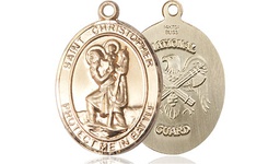 [1176GF5] 14kt Gold Filled Saint Christopher National Guard Medal