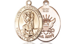 [1176GF6] 14kt Gold Filled Saint Christopher Navy Medal
