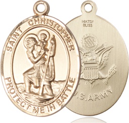 [1177GF2] 14kt Gold Filled Saint Christopher Army Medal