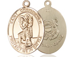 [1177GF3] 14kt Gold Filled Saint Christopher Coast Guard Medal