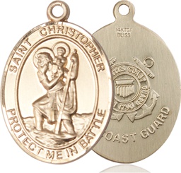 [1177GF3] 14kt Gold Filled Saint Christopher Coast Guard Medal