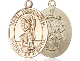 [1177GF5] 14kt Gold Filled Saint Christopher National Guard Medal