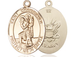 [1177GF6] 14kt Gold Filled Saint Christopher Navy Medal