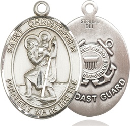 [1177SS3] Sterling Silver Saint Christopher Coast Guard Medal