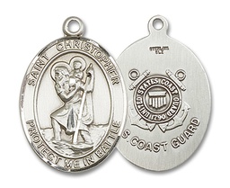 [1177SS3] Sterling Silver Saint Christopher Coast Guard Medal