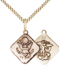 [1180GF2/18G] 14kt Gold Filled Army Diamond Pendant on a 18 inch Gold Plate Light Curb chain