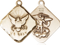 [1180GF6] 14kt Gold Filled Navy Diamond Medal
