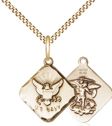 [1180GF6/18G] 14kt Gold Filled Navy Diamond Pendant on a 18 inch Gold Plate Light Curb chain