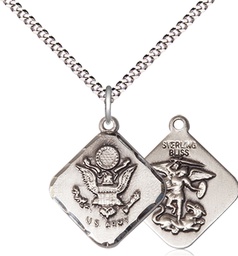 [1180SS2/18S] Sterling Silver Army Diamond Pendant on a 18 inch Light Rhodium Light Curb chain