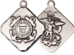 [1180SS3] Sterling Silver Coast Guard Diamond Medal