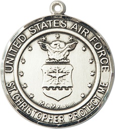 [1182SS1] Sterling Silver Air Force St Christopher Medal