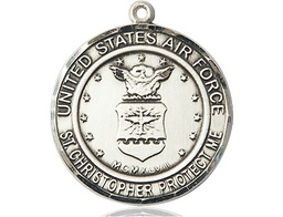 [1182SS1] Sterling Silver Air Force St Christopher Medal