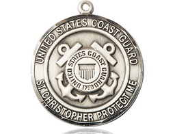 [1182SS3] Sterling Silver Coast Guard St Christopher Medal