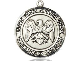[1182SS5] Sterling Silver National Guard St Christopher Medal