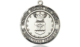 [1183SS1] Sterling Silver Air Force St Christopher Medal
