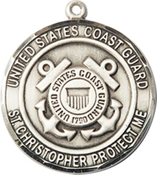[1183SS3] Sterling Silver Coast Guard St Christopher Medal