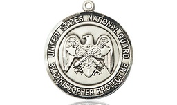 [1183SS5] Sterling Silver National Guard St Christopher Medal