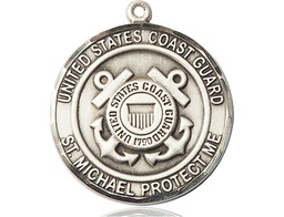 [1184SS3] Sterling Silver Coast Guard St Michael Medal
