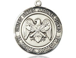 [1184SS5] Sterling Silver National Guard St Michael Medal
