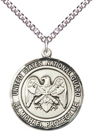 [1184SS5/24SS] Sterling Silver National Guard St Michael Pendant on a 24 inch Sterling Silver Heavy Curb chain