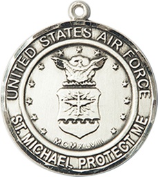 [1185SS1] Sterling Silver Air Force St Michael Medal